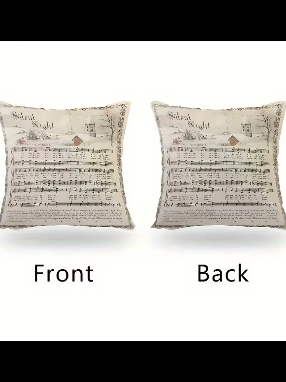 Silent Night Sheet Music Decorative Holiday Pillow - Cream and Red